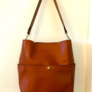 Bostanten Women’s Leather shoulder bucket bag.